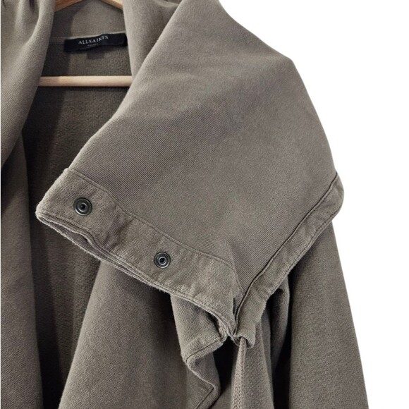 AllSaints Brooke Sweat Knit Jersey Waterfall Front Brown Jacket womens size Smal - Picture 7 of 9